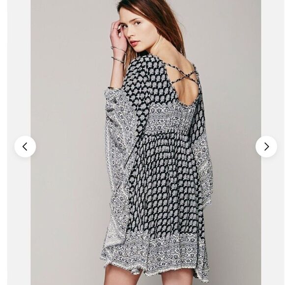 Free People Dresses & Skirts - Free People Heart of Gold Black and White Mini Dress Size Large